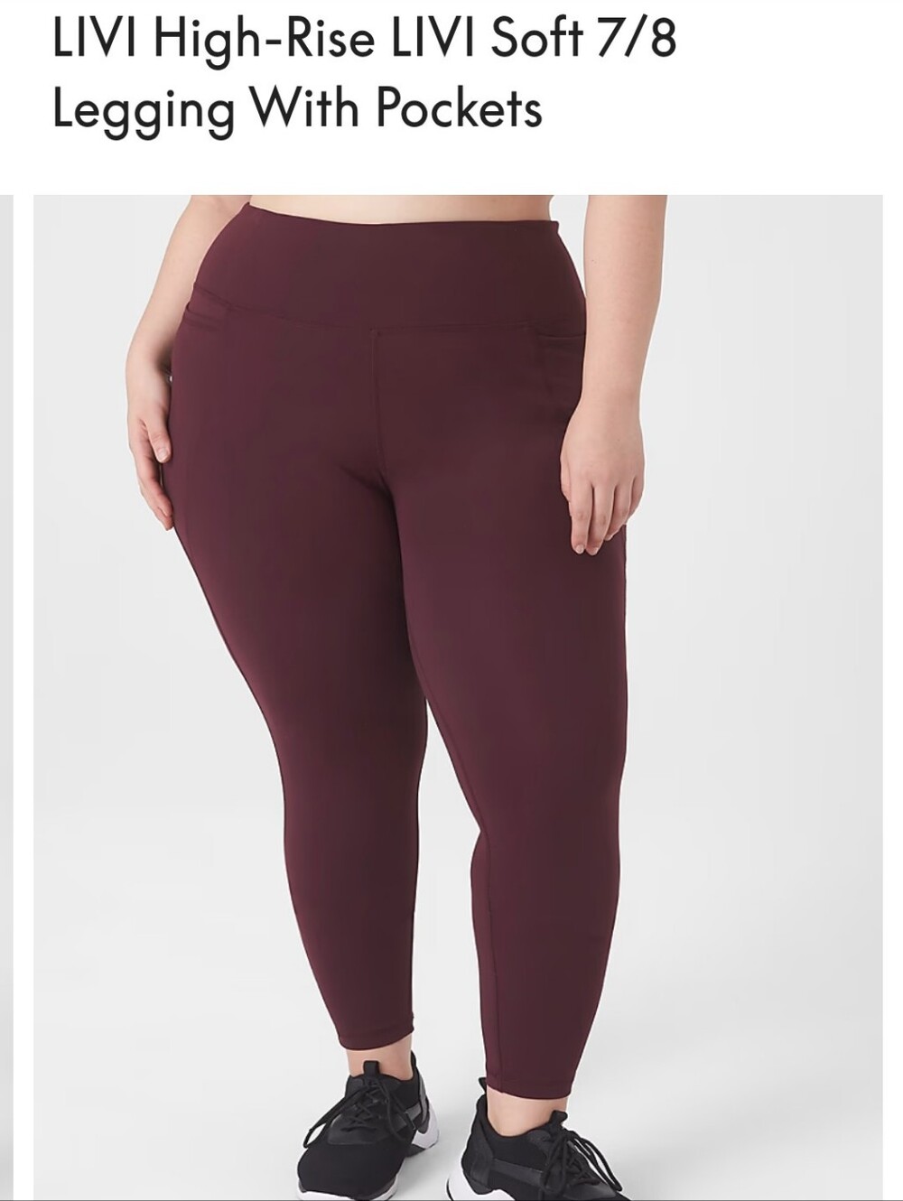 Burgundy LIVI High-Rise 7/8 Leggings w/Pockets 26/28 4x Lane Bryant